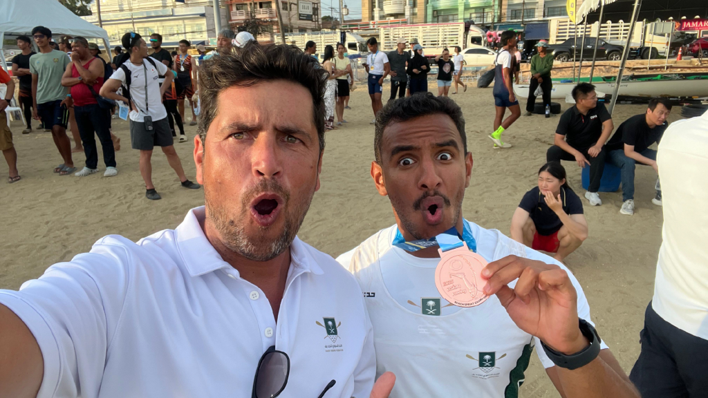 Fernando Gomez and Moayad Alrashidi at the 2026 Asian Beach Sprint Championships