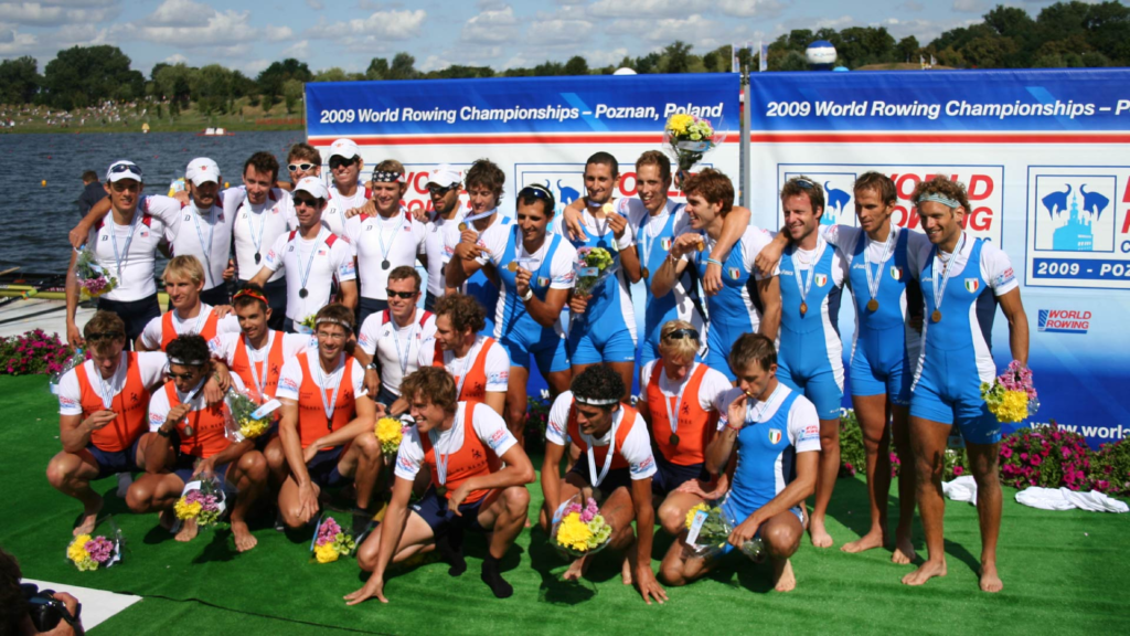 Podium of the lightweight men's eight at the 2009 World Rowing Championships