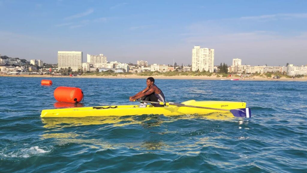 Athlete from Buffalo Rowing Club on the water