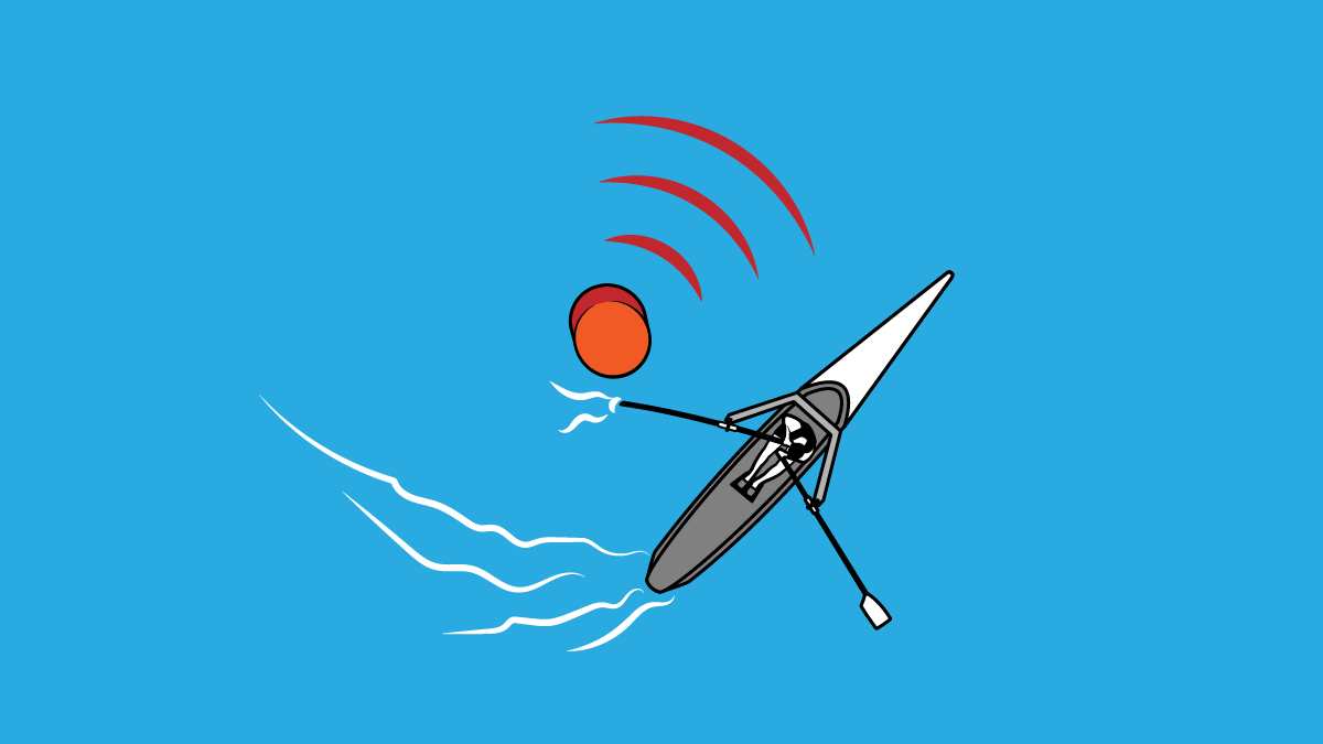 Illustration of beach sprint boat turning around buoy