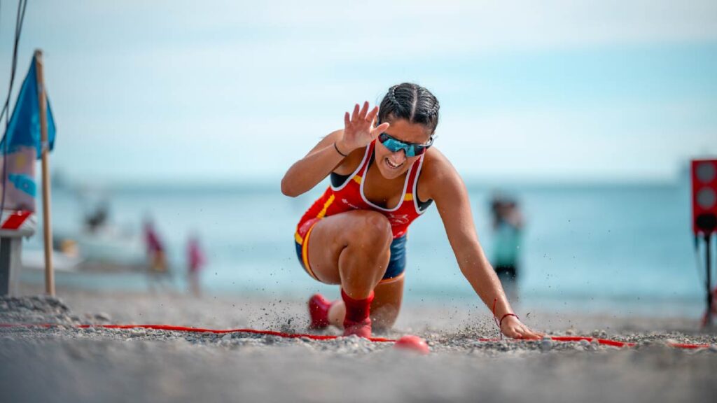Spain's Lucia Navarro hits the buzzer on her way to a silver medal in the junior women's solo at Genoa 2024.
