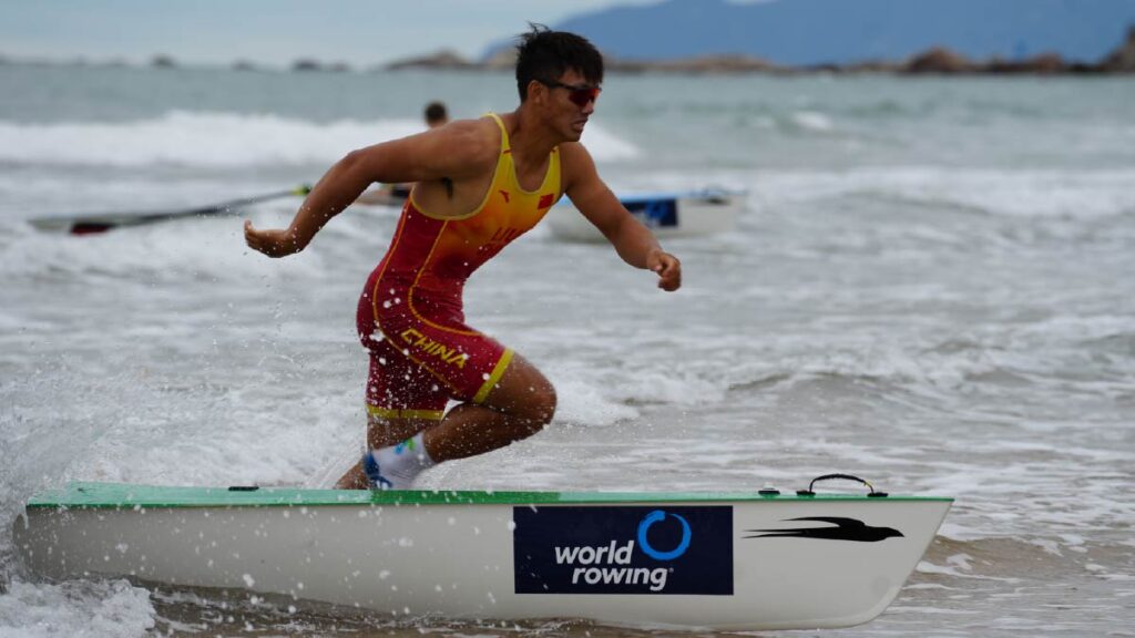 China's Jiayu Liu won the men's solo at the 2026 World Rowing Beach Sprint Finals