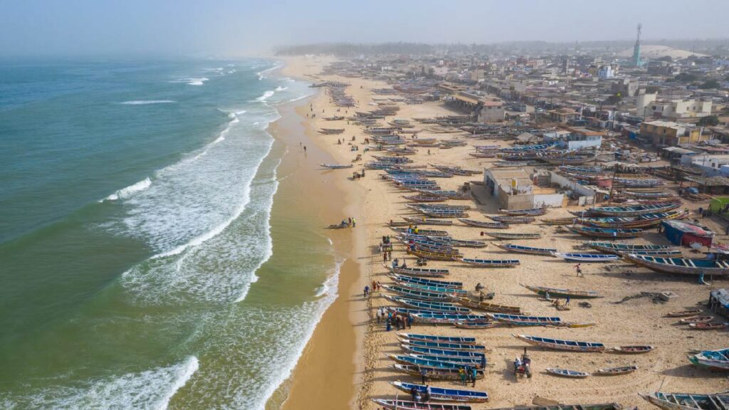 Local fishing boats on the beach in Kayar, near Dakar, Senegal