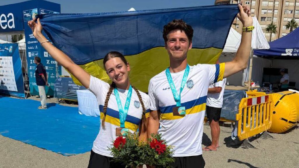 Kseniia Ratushniak and Maksym Sivko win bronze at the 2026 European beach sprint championships