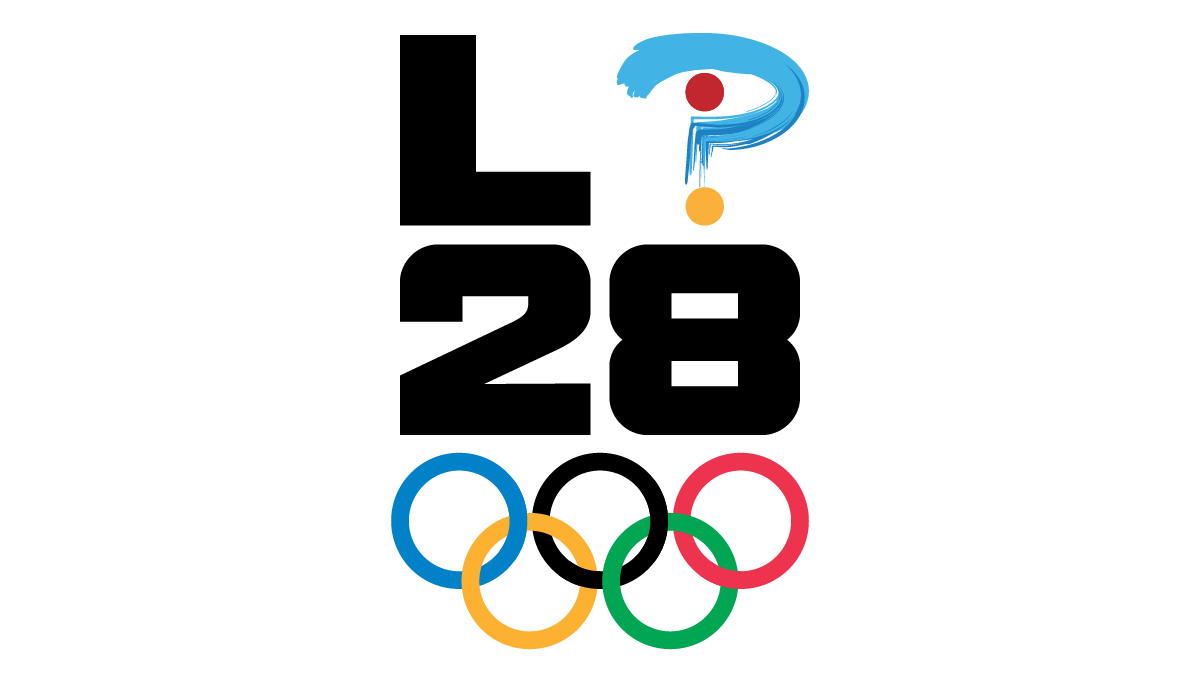 LA28 logo with question mark