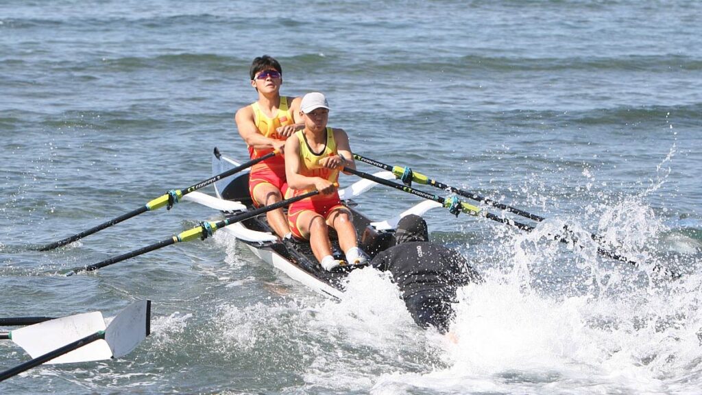 Lili Liu and Juntao Su race in the time trials of the junior mixed double at the third round of the 2026 Filippi Trophy