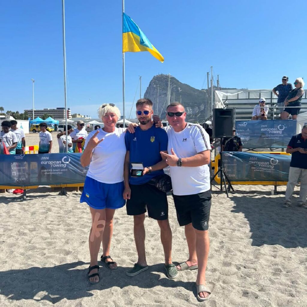 Ukrainian coaches Olha Stydova, Denys Kryvulia and Serhii Chykanov